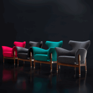 Lounge armchair Akta in wood and fabric - Nordic style