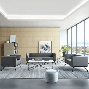 Diagonal three-seater leather lounge sofa