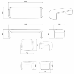 Banquette Canosa-B rembourrée en tissu
