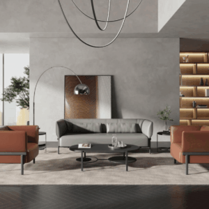 Sofá lounge Guspini de tres plazas en cuero