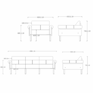 Canapé lounge Convillaria trois places en cuir – style européen