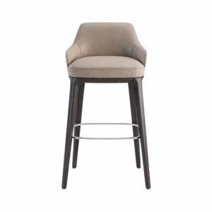 High bar stool Sophie in wood and leather