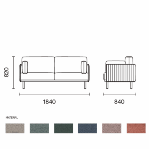 Three-seater fabric lounge sofa