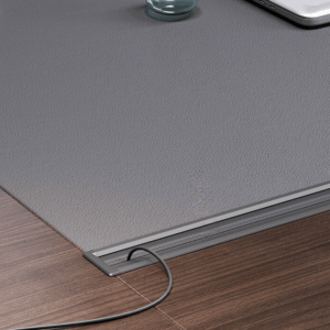 Bureau de direction Henrico-B en noyer avec retour et caisson