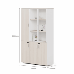 Vitrine de bureau Leonardo-D en bois à 3 portes vitrées