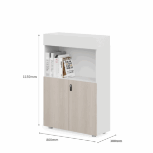 Armario de almacenamiento Leonardo-C de madera con 2 puertas, bandeja vegetal y cerradura de combinación.