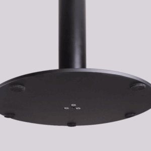 High bar table Sebastiano round in wood with metal disc base