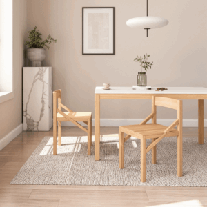 Table de repas Fausto rectangulaire en chêne massif avec plateau pierre frittée