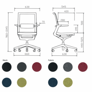 Modern ergonomic swivel Morics-F office chair in fabric - mid-high backrest