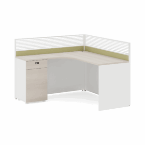 Workstation Sparken-D in L with partition and side cabinet