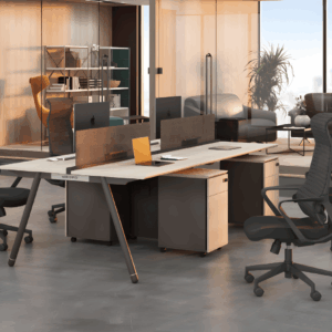 Desk workstation Pojkarna2-A with metal structure and mobile pedestal