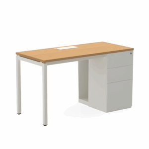 Poste de travail de bureau Eksjo-B modulaire à structure métal avec caisson latéral