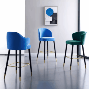 High chair Kalou in wood and velvet - luxury finish