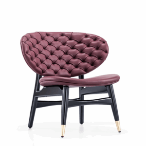 Sillón lounge Oruro de madera y cuero - estilo nórdico