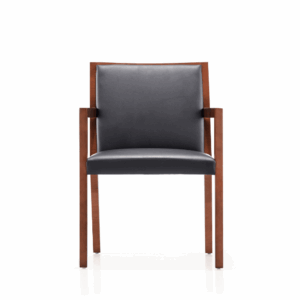 Liomeli wooden and leather lounge armchair