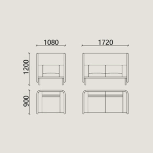 Acoustic two-seater high-back bench Vatten