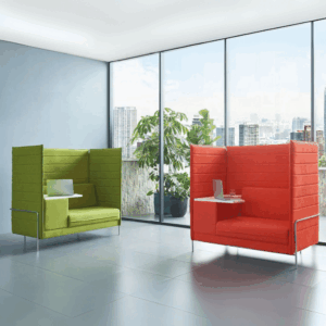 Acoustic Messina high-back one-seater bench with tablet