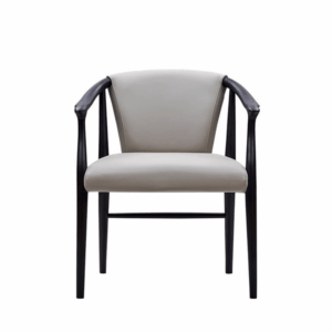 Chaise Malcomo retro de madera maciza y cuero