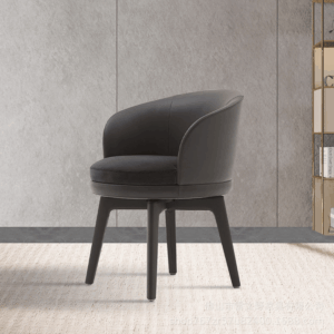 Chaise Osmann giratoria de cuero - forma de barril