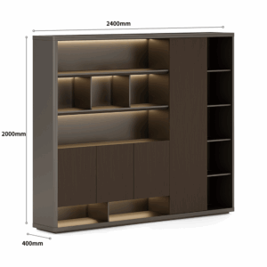 Bibliothèque de rangement Nyon-C en bois de noyer