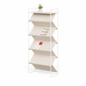 Bookcase Sierreu--C in wood with ladder structure and superimposed storage