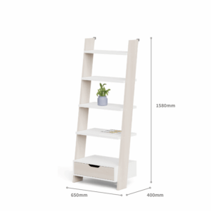 Bookcase Sierreu--B in wood with ladder structure and drawers