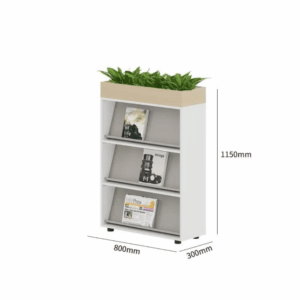 Bookcase Sierreu--A in wood with plant box and storage