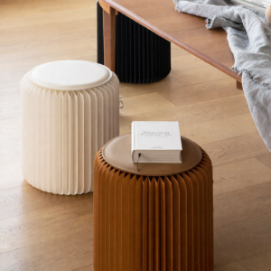 Tabouret / Pouf en carton pliable 37 x 32 cm – Coussin inclus