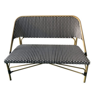 Banc bistrot extérieur Élysée – 2 personnes – Noir et Blanc – Rotin