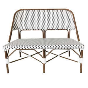 Banc bistrot extérieur Montaigne – 2 personnes – Noir et Blanc – Rotin