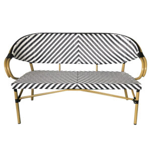 Banc bistrot extérieur Rivoli – 3 personnes – Noir et Blanc – Rotin