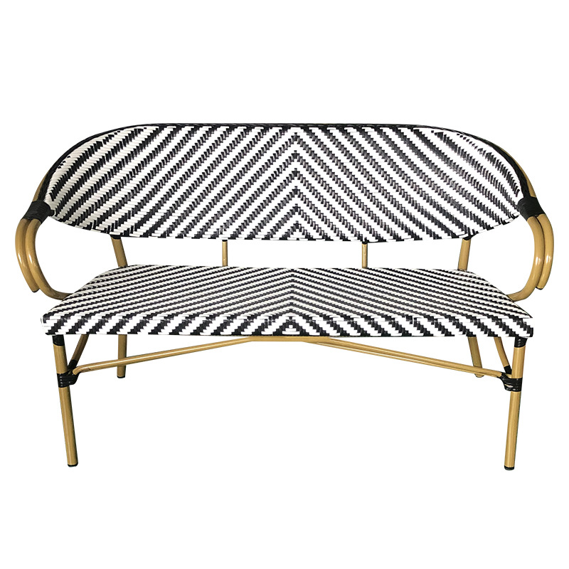 Banc bistrot extérieur Rivoli – 3 personnes – Noir et Blanc – Rotin