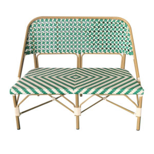 Banc bistrot extérieur Austerlitz – 2 personnes – Vert et Beige – Rotin