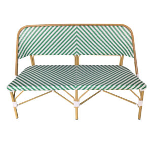 Banc bistrot extérieur Caumartin – 2 personnes – Vert et Beige – Rotin