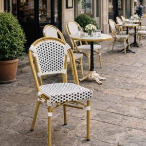 Chaise bistrot extérieur Lamarck – Noir et Blanc - Rotin