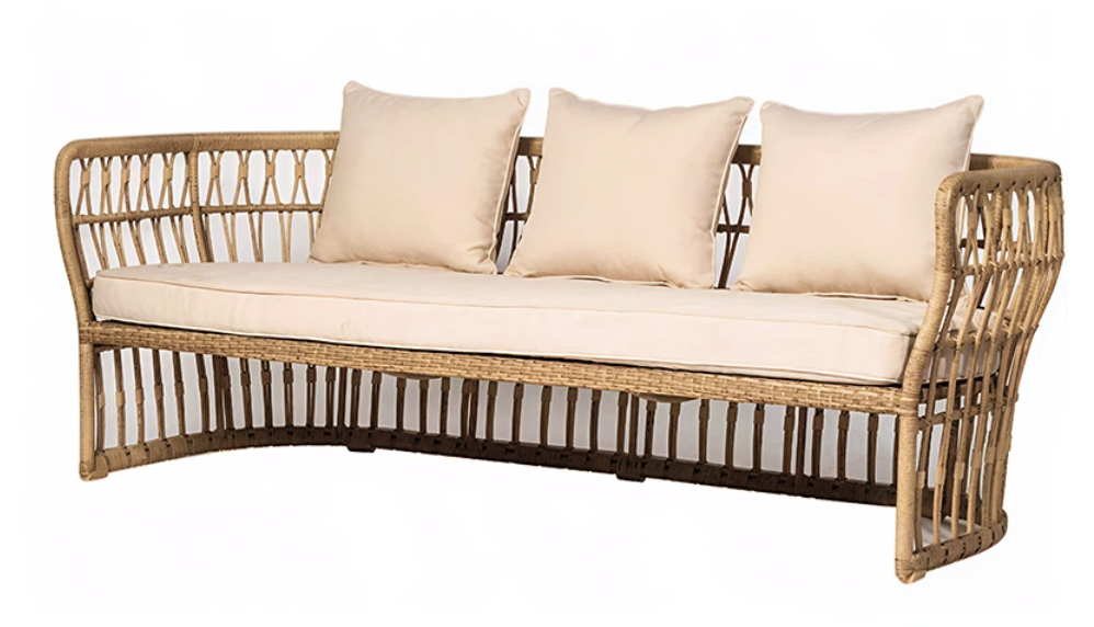 Set of 2 armchairs + lounge sofa + coffee table - 3 persons - Rattan - Image 3