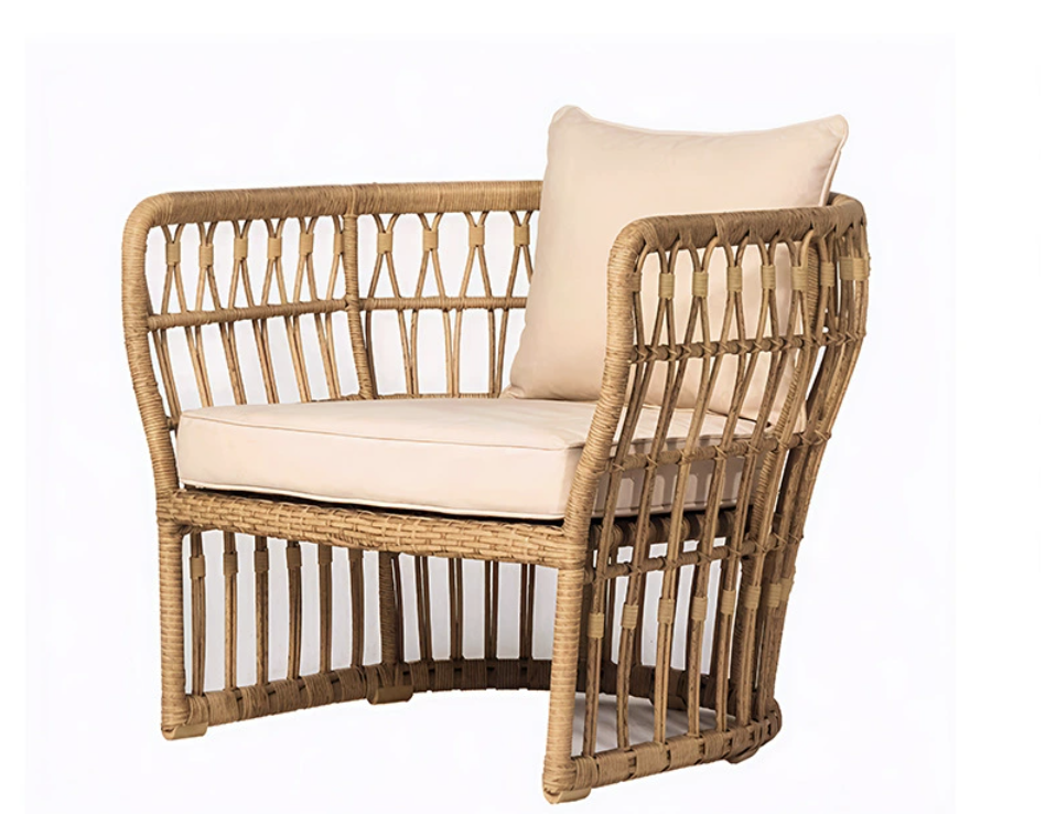 Set of 2 armchairs + lounge sofa + coffee table - 3 persons - Rattan - Image 4