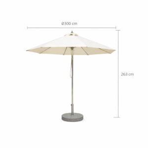 Parasol Aurinko diamètre 3 m – Tube aluminium + plastique – Base en marbre 30 kg