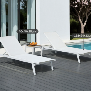 Combination of 2 sun loungers + 1 low table Slunče white