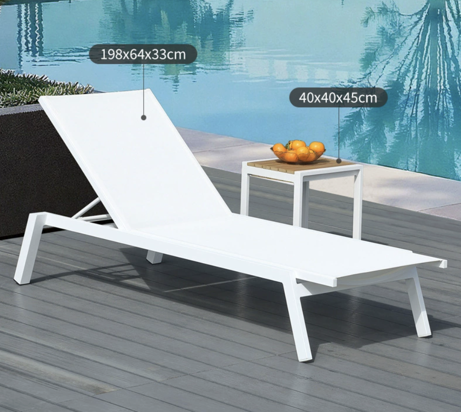 Combinaison transat + table basse Slunče blanc