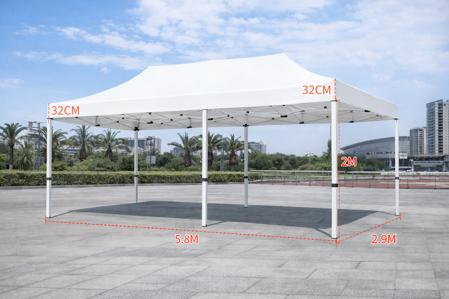 Barnum automatique 3 x 6 m blanc – Structure alu 45 cm Pro