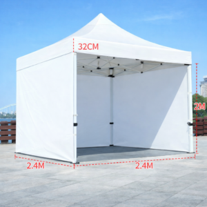 Barnum automatique 2,5 x 2,5 m blanc – Structure alu 45 cm Pro + Pack 3 côtés