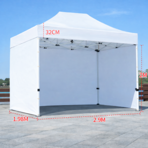 Barnum automatic 2 x 3 m white - Aluminum structure 45 cm Pro + Pack 3 sides