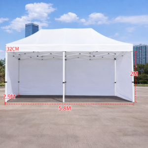 Barnum automatique 3 x 6 m blanc – Structure alu 45 cm Pro + Pack 3 côtés