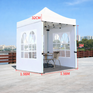 Barnum automático 2 x 2 m blanco - Estructura de aluminio 45 cm Pro + Pack 3 ventanas