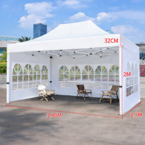 Barnum automatique 3 x 4 m blanc – Structure alu 45 cm Pro + Pack 3 fenêtres