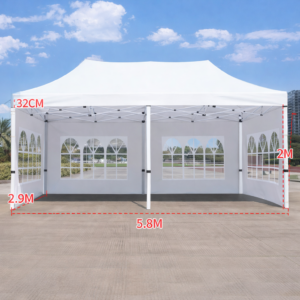 Barnum automatique 3 x 6 m blanc – Structure alu 45 cm Pro + Pack 3 fenêtres