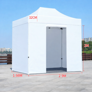 Barnum automatique 2 x 3 m blanc – Structure alu 45 cm Pro + Pack 4 côtés