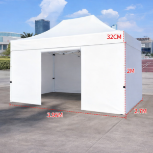 Barnum automatique 3 x 4 m blanc – Structure alu 45 cm Pro + Pack 4 côtés
