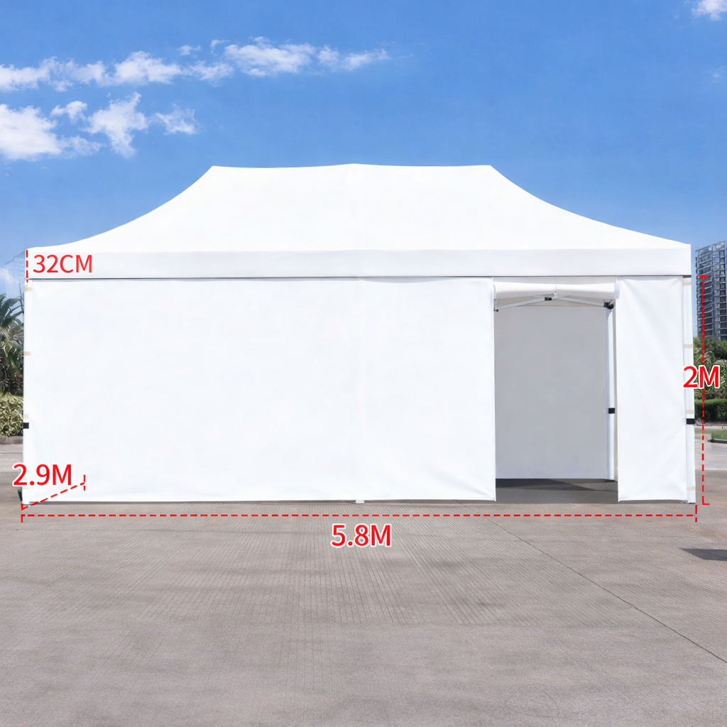 Barnum automatique 3 x 6 m blanc – Structure alu 45 cm Pro + Pack 4 côtés